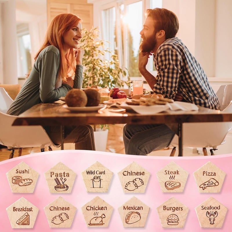 oyeftp Store طقم نرد 3 قطع للأزواج، هدايا ملائمة للجوائز لها وله، نرد قرار الطعام ليوم الذكرى هدايا للأزواج، صديقة وصديق للأعمار، عيد الحب، عيد ميلاد، زفاف، نرد الطعام - Image 4